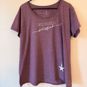 Creative Goods Hamilton T-shirt - Womens XXL Purple I Will Never Be Satisfied